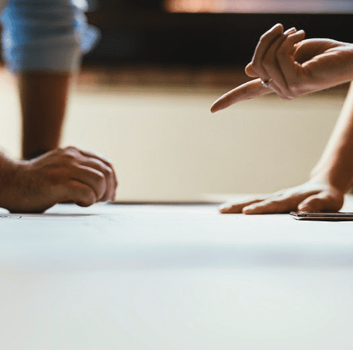 Image of person pointing to project